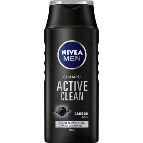 Sampon NIVEA Men Active Clean, 250 ml, pentru Uz Zilnic, Sampon Barbati pentru Curatare Zilnica, Sampoane Ingrijire Par Barbati, Sampon pentru Barbati, Produse de Ingrijire a Parului, Produse Hairstyling, Sampon Par Fragil