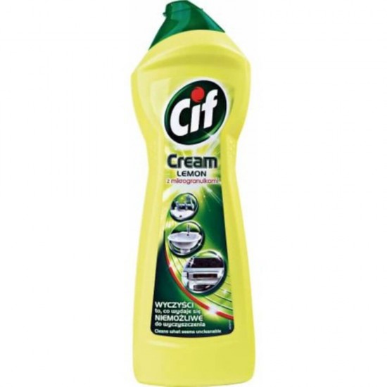 Detergent CIF Cream Lemon, 300 ml, Parfum Lamaie, Solutie Crema Curatat, Detergent Cif pentru Multisuprafete, Detergent Crema pentru Bucatarie, Detergent Crema pentru Baie, Cif Crema de Curatat, Solutii si Produse de Curatenie