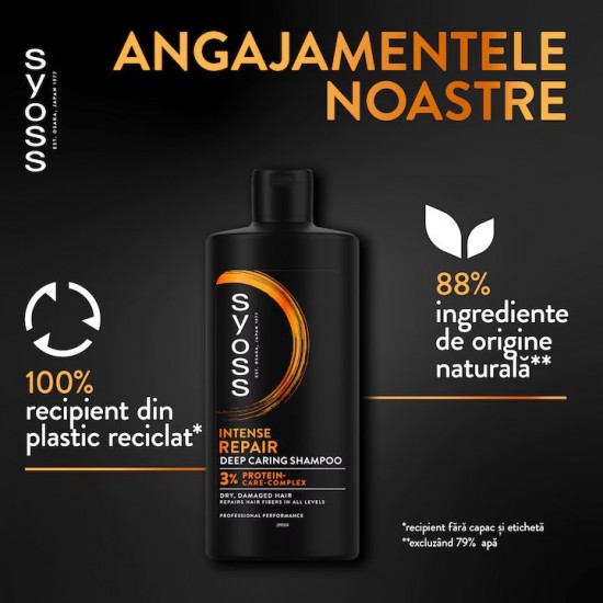 Sampon Syoss Repair Therapy pentru Par Deteriorat, 440 ml, Par Uscat, Sampon Par Fragil, Sampoane pentru Regenerare, Sampon Antimatreata, Produse de Ingrijire a Parului, Produse Hairstyling, Sampon Regenerator, Sampon Par Subtire