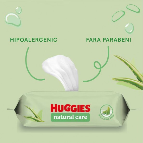 Servetele Umede Huggies Natural Care cu Aloe Vera, 56 Buc/Set, Servetele cu Aloe Vera, Servetele Umede pentru Copii, Servetele Umede Baby, Servetele Umede Naturale, Servetele Umede Huggies, Servetele Umede Bebelusi
