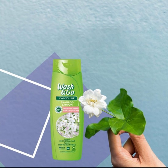 Sampon Wash&Go cu Extract de Iasomie, 360 ml, Pentru Par Normal, Cu Extract de Iasomie, Sampon Ingrijire Par, Sampon Spalare Par, Sampon Fortifiere, Sampoane pentru Par