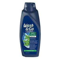 Sampon Wash&Go cu Extract de Menta, 360 ml, Sampon pentru Barbati, Pentru Toate Tipurile de Par, Cu Mentol, Sampon Ingrijire Par, Sampon Spalare Par, Sampon Fortifiere, Sampoane pentru Par