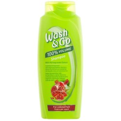 Sampon Wash&Go cu Extract de Rodie, 360 ml, Pentru Par Vopsit, Cu Extract de Rodie, Sampon Ingrijire Par, Sampon Spalare Par, Sampon Fortifiere, Sampoane pentru Par, Sampon Par Slab