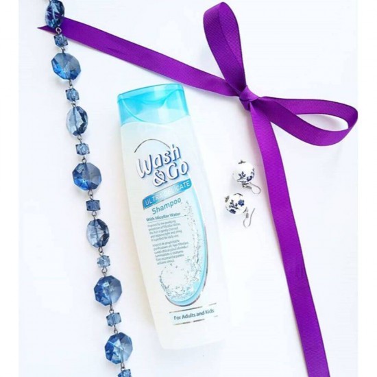 Sampon WASH&GO Ultra Delicate cu Apa Micelara, 360 ml, Pentru Adulti si Copii, cu Apa Micelara, Sampon pentru Copii cu Apa Micelara, Sampon Stralucire, Sampon Ingrijire Par, Sampon Spalare Par, Sampon Fortifiere, Sampoane pentru Par, Sampon Par Slab