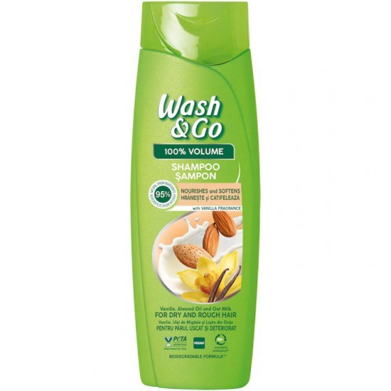 Sampon Wash&go Cu Extract De Vanilie Si Ulei De Migdale, 360 Ml