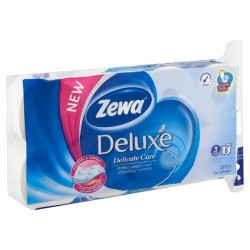 Hartie Igienica Alba Zewa Deluxe, 3 Straturi, 8 Role/Bax, 150 Foi/Rola, Latime 94 mm, Neparfumata, Hartie Igienica Neparfumata , Hartie Igienica Alba, Hartie Igienica Simpla la Bax