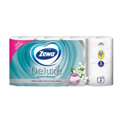 Hartie Igienica Alba Zewa Deluxe, 3 Straturi, 8 Role/Bax, 150 Foi/Rola, Latime 94 cm, Parfum de Iasomie, Hartie Parfumata Iasomie, Hartie Igienica Parfumata, Hartie Igienica la Bax, Hartie Igienica Alba, Hartie Igienica Zewa