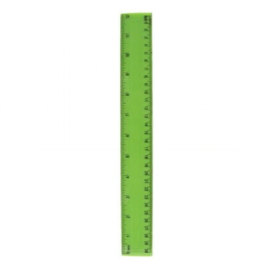 Rigla din Plastic Colorat Verde Mat, 30 cm - Rechizite pentru Copii