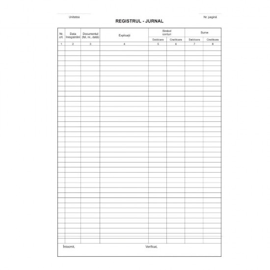 Registru Jurnal A4, 100 File/Carnet - Formular Tipizat Gestiune