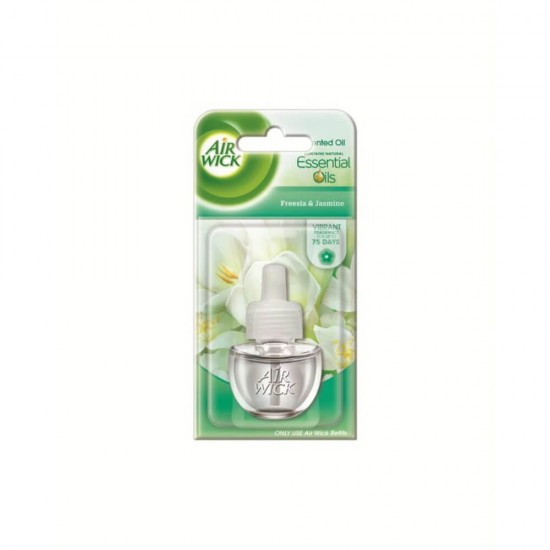 Air Wick Odorizant Electric Aparat + Rezerva Frezie si Flori de Iasomie, 19ml, Parfum Floral, Odorizant de Camera, Odorizant Lichid, Odorizant Electric pentru Camera, Odorizant Frezie si Iasomie, Set Odorizant Lichid si Aparat Electric