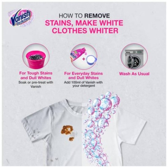 Solutie de Rufe VANISH Oxi Action Crystal White, 2 L, Detergent Automat pentru Haine, Detergent Lichid pentru Haine, Solutii Curatare a Hainelor, Solutii pentru Haine Albe, Solutii pentru Haine