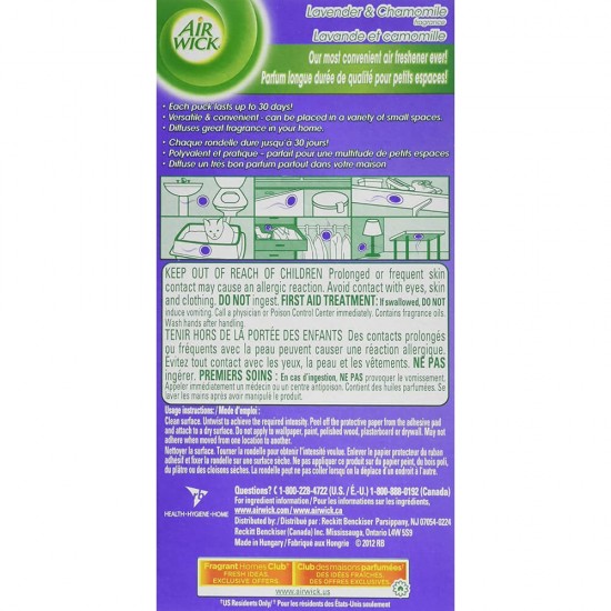 AIR WICK Gel Odorizant Stick-Up, Lavander, 2 Buc/Set, Parfum de Lavanda, Odorizant, Ideal pentru Spatii Mici, Odorizant de Camera, Set Odorizante AIR WICK, Odorizant Stick-up, Odorizant Gel Spatii Mici, Odorizant Parfum de Lavanda