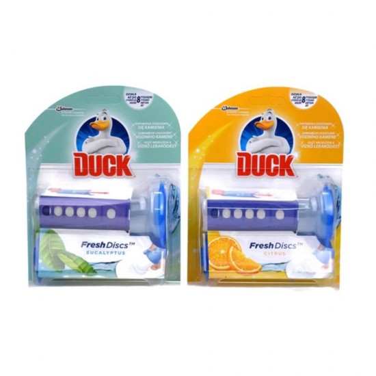 Odorizant WC DUCK, Fresh Discs, Eucalipt, 72 ml, Odorizante WC, Duck WC Odorizant, Discuri Curatare Toaleta, Gel Curatare WC, Solutie WC Discuri, Curatare WC Duck, Odorizant Curatare WC, Dezinfectare WC, Odorizant WC Parfum