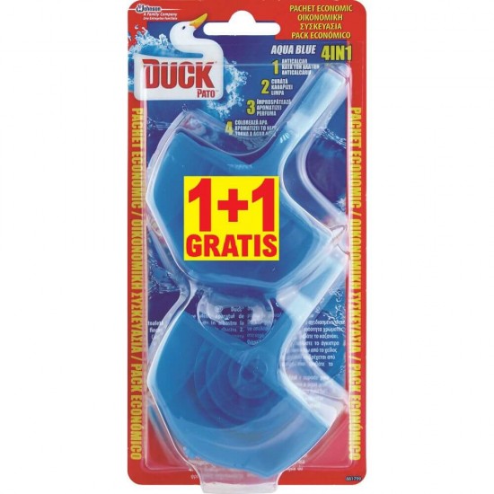 Odorizant WC DUCK Aqua Blue 1+1, 36 ml, Geluri Odorizante WC, Odorizante pentru Toaleta, Odorizant Toaleta, Gel Odorizant pentru Toaleta cu Suport, Odorizant Dezinfectant pentru WC, Odorizante WC