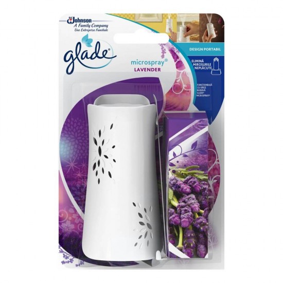 Set Odorizant cu Rezerva GLADE Microspray Lavender, Rezerva 10 ml, pentru Baie, Set Odorizant de Baie cu Rezerva GLADE, Rezerva cu Odorizant de Baie GLADE, Set GLADE Odorizant cu Rezerva, Odorizante Baie cu Rezerva