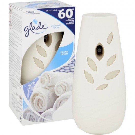 Set Aparat si Odorizant GLADE Clean Linen, 269 ml, Set Odorizant de Camera cu Rezerva GLADE, Rezerva cu Odorizant de Camera GLADE, Set GLADE Odorizant cu Rezerva, Odorizante de Camera cu Rezerva, Odorizant de Camera cu Rezerva