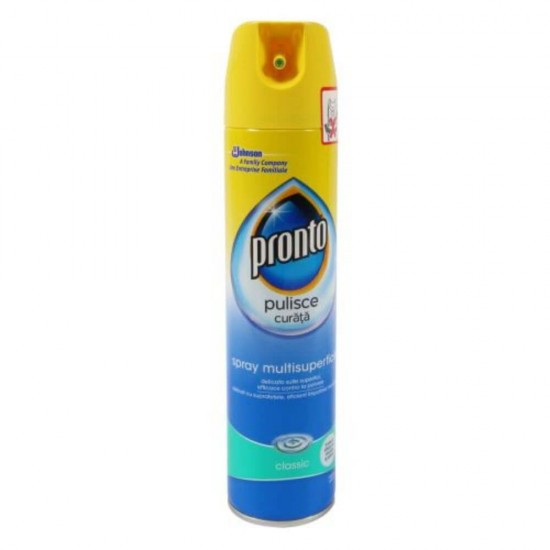 Spray Pronto Classic pentru Diferite Suprafete, 300 ml, Ofera Stralucire, Spray Curatare Multisuprafete, Spray pentru Indepartarea Prafului, Spray Universal Curatat Suprafete, Solutie de Curatat Mobila, Solutii de Curatat Pronto, Detergent Mobila