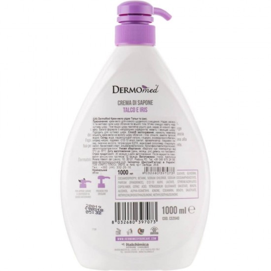 Sapun Lichid DERMOMED, 1 L, Sapun Lichid cu Talc si Iris, Sapun Hidratant, Sapun Lichid Hidratant, Sapun Lichid, Sapun Dermomed, Dermomed Sapun Lichid Talc si Iris, Sapun Lichid cu Pompita