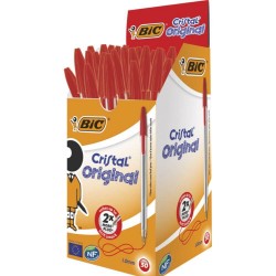 Set 50 Pixuri Bic Cristal, Varf 1 Mm, Rosii, Corp Plastic Transparent/rosu, Set Pixuri Rosii, Pixuri Bic Cristal Mediu, Pixuri Scoala, Pixuri Colorate, Pixuri Albastre, Pix Rosu, Pix Pentru Scoala, Pix Colorat