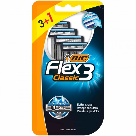 Set 4 Aparate De Ras Bic Flex 3 Classic Cu 3 Lame, Lame De Barbierit, Lame Pentru Ras, Aparat Pentru Ras, Aparat Pentru Barbierit, Bic Pentru Ras, Bic Pentru Barbierit