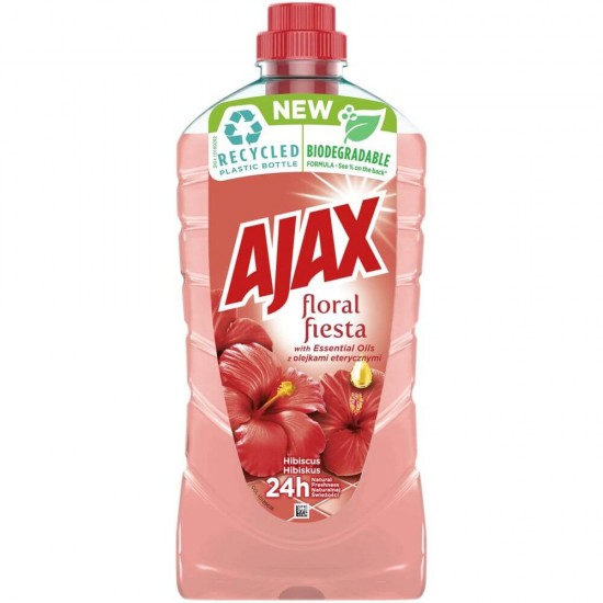 Solutie Suprafete Ajax Floral Fiesta Hibiscus, 1 L, Solutie Curatat Suprafete, Solutie de Curatat Ajax, Lichid Curatat Suprafete, Detergent Lichid Suprafete, Detergent Universal Suprafete