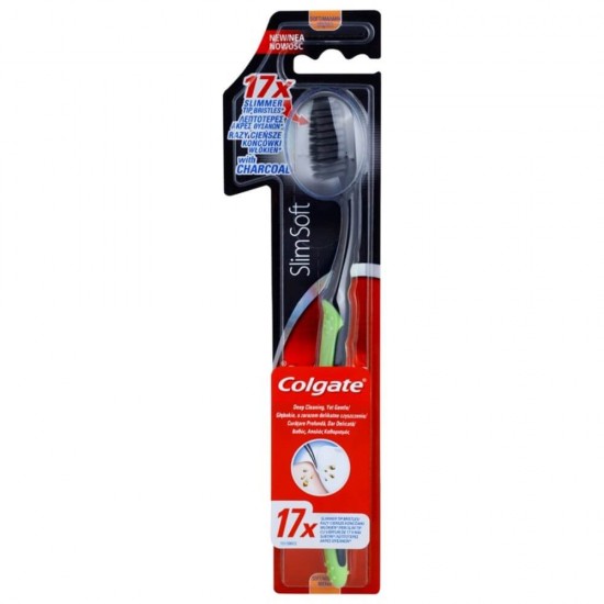 Periuta de dinti Colgate Slim Soft Black cu Peri Moi si Varf Subtire,  Periute de Dinti Sensibili Colgate pentru Adulti, Periute de Dinti Manuale, Perii de Dinti, Articole de Igiena Orala, Ingrijire Orala, Sanatate Orala, Ingrijire si Protectie Dentara