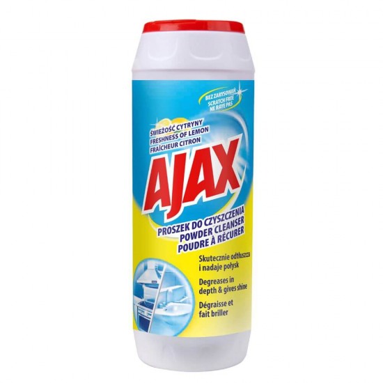 Praf de Curatat Ajax Lemon, 450 g, Praf de Curatat cu Lamaie, Solutie Pulbere de Curatat, Solutii Curatare Ajax, Solutie Curatare Ajax, Solutie Curatare in Profunzime, Praf pentru Curatare Diverse Suprafete, Praf de Curatat Universal