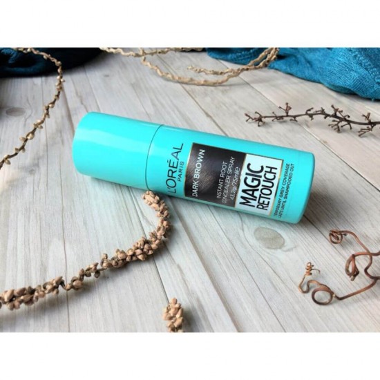 Spray Instant de Par L'Oreal Paris Magic Retouch 2 Dark Brown, 75 ml, Spray pentru Mascarea Radacinilor Crescute, Spray Camuflare Radacini, Spray Acoperire Radacini Crescute, L'OREAL Paris Magic Retouch pentru Retusarea Radacinilor