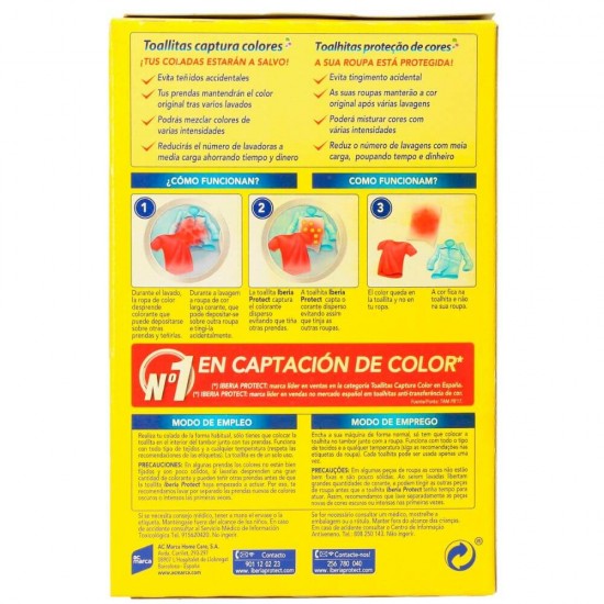 Servetele Absorbante Culori Iberia Protect, 15 Buc/Pachet, Servetele Antidecolorare, Servetele Protectie Haine Color, Servetele Captare Culori, Servetele pentru Haine Colorate, Servetele Absorbante pentru Pastrarea Culorilor, Servetele Spalare Haine