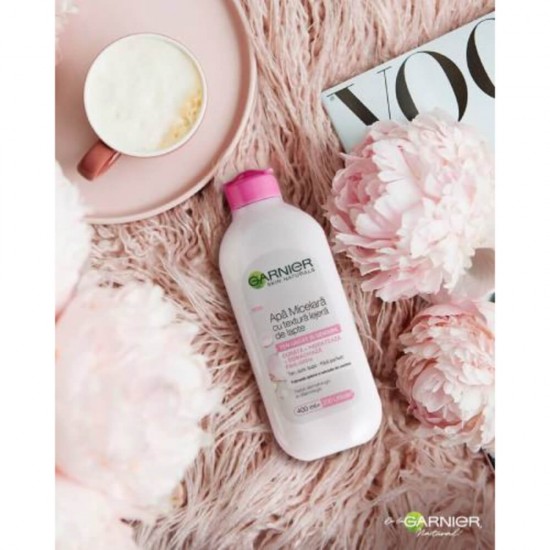 Apa Micelara Garnier Skin Naturals cu Textura Lejera de Lapte, 400 ml, Apa Micelara Ten, Apa Micelara Garnier, Apa Micelara cu Lapte Garnier Skin Naturals, Apa Micelara Ten Sensibil, Produs pentru Ten Sensibil, Apa Micelara Buna