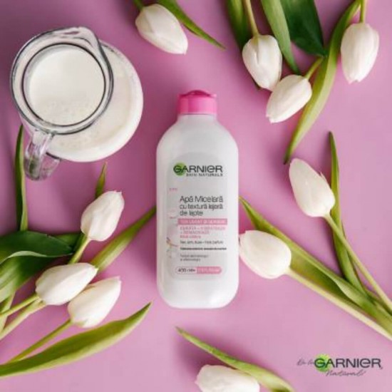 Apa Micelara Garnier Skin Naturals cu Textura Lejera de Lapte, 400 ml, Apa Micelara Ten, Apa Micelara Garnier, Apa Micelara cu Lapte Garnier Skin Naturals, Apa Micelara Ten Sensibil, Produs pentru Ten Sensibil, Apa Micelara Buna