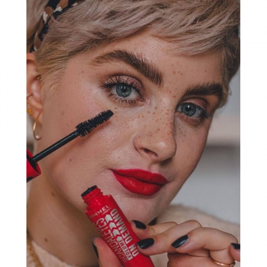 Mascara RIMMEL LONDON Scandal Eyes Volume on Demand, 001 Black, 12 ml, Mascara pentru Volum, Mascara Neagra, Mascara pentru Definire, Mascara pentru Alungire, Mascara Rezistenta la Transfer, Rimel pentru Gene, Rimel pentru Volum