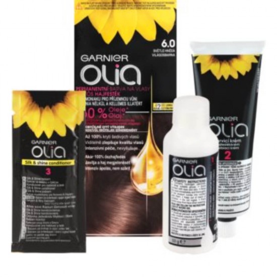 Vopsea de Par Permanenta Garnier Olia 6.0, Saten Deschis, 110 ml, Fara Amoniac, Vopsea de Par, Vopsea de Par Permanenta, Vopsea de Par Garnier, Vopsea de Par Naturals, Vopsea Permanenta Garnier, Vopsea pentru Par, Vopsea de Par Fara Amoniac
