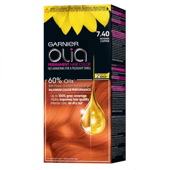 Vopsea de Par Permanenta Garnier Olia 7.40, Intense Copper, 110 ml, Fara Amoniac, Vopsea de Par, Vopsea de Par Permanenta, Vopsea de Par Garnier, Vopsea de Par Naturals, Vopsea Permanenta Garnier, Vopsea pentru Par, Vopsea de Par Fara Amoniac
