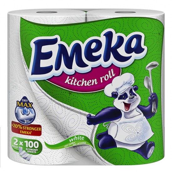Prosoape de Hartie EMEKA White, 3 Straturi, 2 Role/Set, Prosoape de Hartie, Prosoape Absorbante Hartie, Prosoape EMEKA, Role Prosoape de Hartie, Rola Servetele, Role Servetele Bucatarie