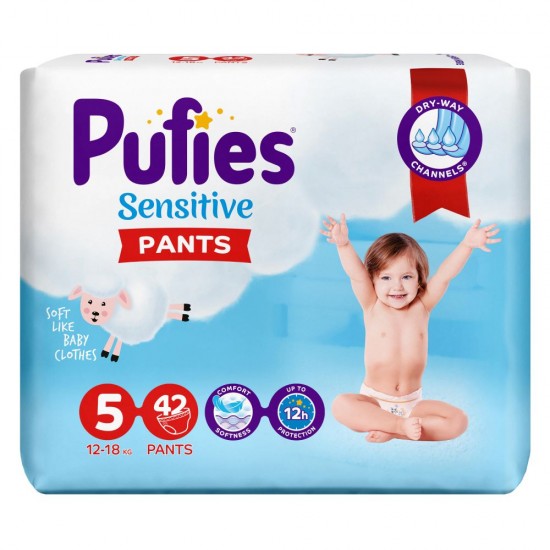 Scutece PUFIES Sensitive Pants, Marimea 5, Tip Chilotel, 42 Buc/Bax, Scutece Bebelusi, Scutece Chilotel, Scutece pentru Copii, Scutece Absorbante, Scutece PUFIES, Scutece Marimea 5
