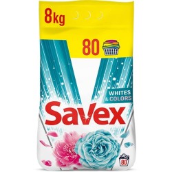 Detergent Pudra pentru Rufe SAVEX Whites &amp; Colors, 8 kg, Detergent SAVEX, Detergent Pudra, Deetergent Pudra Automat, Detergent Automat pentru Haine, Solutii Curatare Haine, Detergent Rufe Automat
