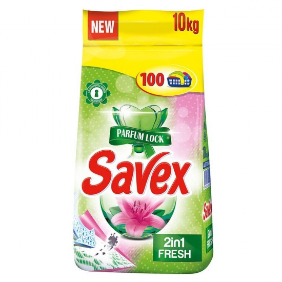 Detergent Pudra pentru Rufe SAVEX 2 in 1 Fresh, 10 kg, Detergent SAVEX, Detergent Pudra, Detergent Pudra Automat, Detergent Automat pentru Haine, Solutii Curatare Haine, Detergent Rufe Automat