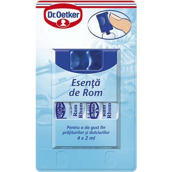 Cutie 4 Esente de Rom Dr. Oetker, 4 ml/Buc, Esente pentru Prajituri, Esenta de Rom pentru Prajituri, Dr. Oetker Esente de Rom, Fiole de Esenta Rom pentru Prajituri, Esente Fiole Dr Oetker, Arome Alimentare, Sticlute cu Esente Rom