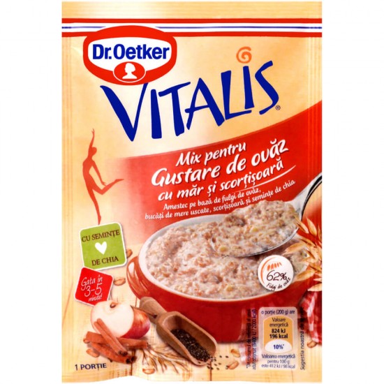 Gustare de Ovaz Vitalis cu Mar si Scortisoara Dr.Oetker, 50g, Ovaz, Ovaz Instant, Mix Gustare, Ovaz Vitalis, Ovaz Dr.Oertker, Ovaz cu Mar, Ovaz cu Scortisoara Gustare Sanatoasa, Gustare Mix, Gustare Mix Dr. Oetker
