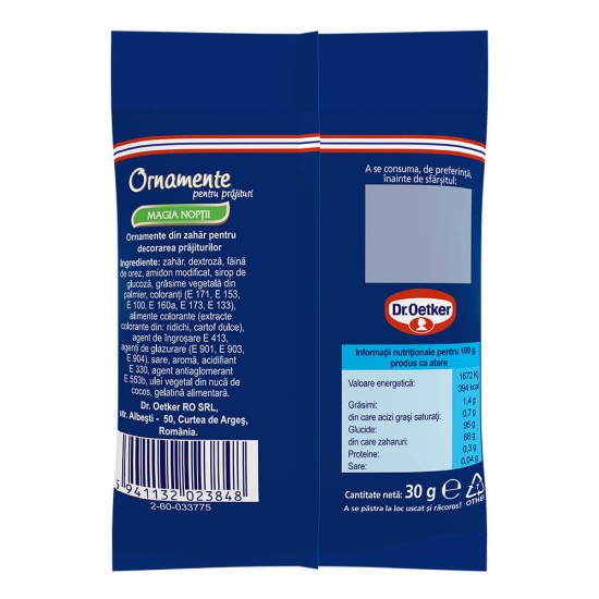 Ornamente Colorate pentru Prajituri DR. OETKER, Zahar, 30 g, Magia Noptii, Ornamente de Zahar, Ornamente pentru Deserturi, Stelute de Zahar pentru Prajituri, Ornamente pentru Dulciuri, Ornamente pentru Decor Deserturi, Stelute Colorate pentru Deserturi