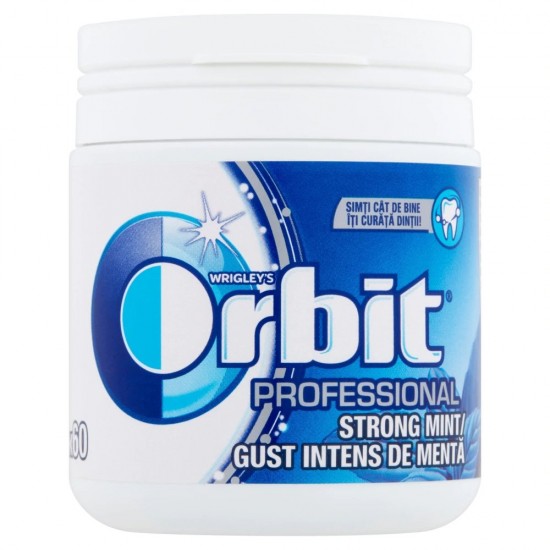 Borcan Guma de Mestecat Orbit Professional Strong Mint, 60 Buc, Guma pentru Mestecat, Guma Orbit, Guma Mestecat, Guma Mentolata, Guma Aroma de Menta, Guma cu Menta, Pachet Guma Orbit, Pachet Guma de Mestecat, Guma Borcan, Guma Recipient