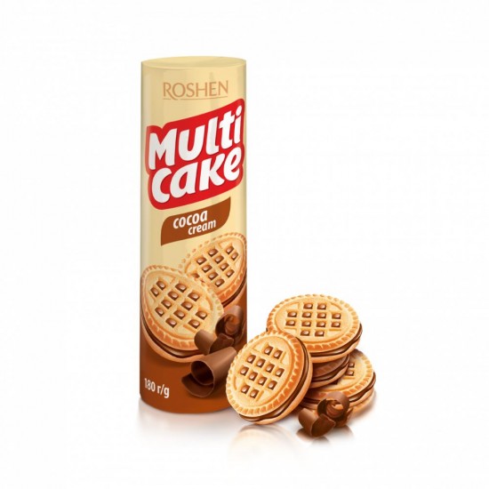 Biscuiti cu Cacao Roshen Multi Cake, 180 g, Biscuiti Multi Cake, Biscuiti cu Crema de Cacao, Biscuiti Roshen, Biscuiti Roshen Multi Cake cu Cacao, Biscuite Multi Cake, Biscuite cu Crema de Cacao, Biscuite Roshen