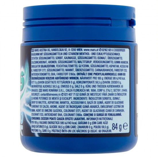 Guma de Mestecat Airwaves Extreme, 60 Buc, Guma pentru Mestecat, Guma Airwaves, Guma Mestecat, Guma Mentolata, Guma Aroma de Menta, Guma cu Menta si Eucalipt, Borcan Guma Airwaves, Guma de Mestecat la Borcan
