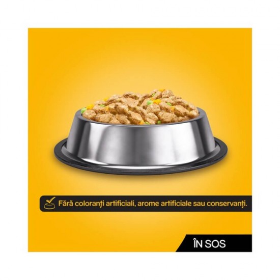 Plic Hrana Umeda pentru Caini PEDIGREE Vital, Vita si Miel, 100 g, Hrana cu Vita si Miel pentru Caine, Conserva de Carne de Vitasi Miel, Carne de Vita pentru Catei, Hrana la Plic pentru Caini, Plic de Vita cu Miel pentru Catei Pedigree