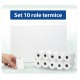 Set 10 Role Termice ROLLIS, Dimensiune 57mm x 30m, Tipar 1 Culoare, Hartie Termica 48 g/m² fara Bisfenol A (BPA), Tub 12 mm