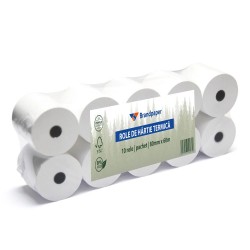 Set 10 Role Termice ROLLIS, Dimensiune 80mm x 60m, Tipar 1 Culoare, Hartie Termica 48 g/m² fara Bisfenol A (BPA), Tub 12 mm