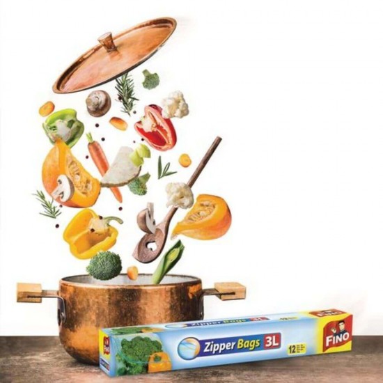 Pungi Alimentare FINO Zipper, 3 L, 12 buc, Pungi Ermetice Fino Zipper, Pungi Inchidere Ermetica Fino, Pungi Etanse Fino, Pungi cu Fermoar Fino Zipper, Fino Pungi Zipper pentru Sandwich, Pungi Alimentare Zipper Fino, Pungi pentru Senvisuri
