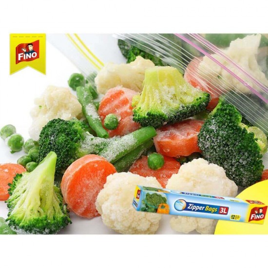 Pungi pentru Congelator 3L, 50 Buc/Rola, cu sistem pentru inchidere, Dimensiune 27x30 cm, Fino Pungi pentru Congelator, Pungi pentru Congelarea Alimentelor, Pungi Fino pentru Congelare, Pungi Alimentare Groase, Pungi Alimentare Rezistent