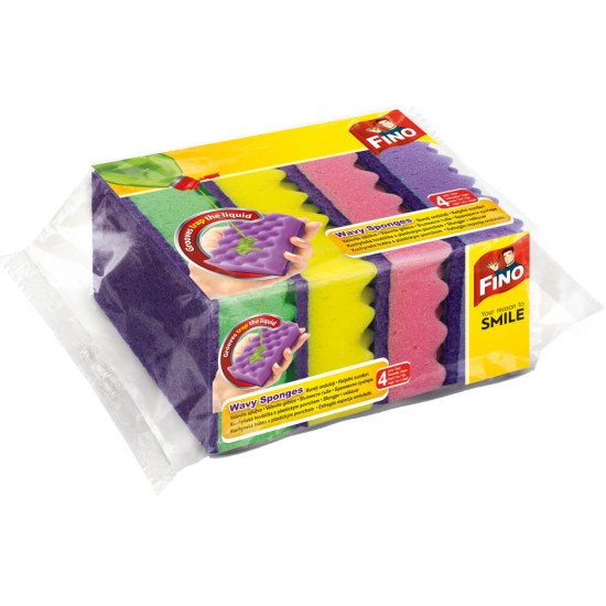 Set 4 Bureti de Vase Ondulati, Fino Wavy, Pentru Protectia Unghiilor, Culori Asortate, Burete de Vase Fino, Fino Burete Protectia Unghiilor, Fino Wavy Pentru Protectia Unghiilor, Burete de Bucatarie, Bureti de Bucatarie Asortati